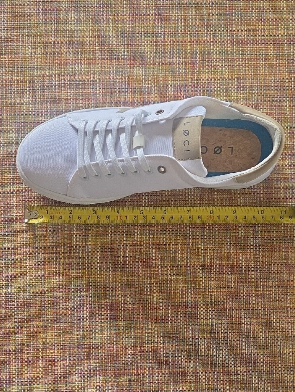 LOQ White Canvas Low-Top Sneakers with Gold Trim - Picture 11 of 11